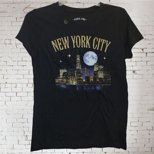 NEW Aeropostale Aero New York Skyline Night Graphic Tee Shirt Black XL Run small